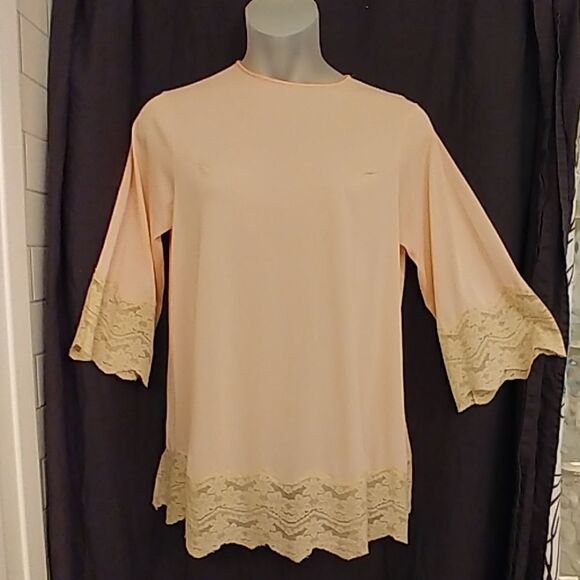 Vintage Other - Vtg 60s 70s Gilead Peach Nylon + Lace Nightie